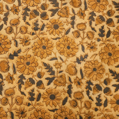 Pure Cotton Vanaspati Mustard Flower Jaal Hand Block Print Fabric