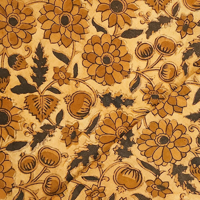 Pure Cotton Vanaspati Mustard Flower Jaal Hand Block Print Fabric