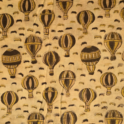 Pure Cotton Vanaspati Mustard  Parachute Motif Hand Block Print Fabric