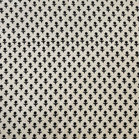 Pure Cotton Vegetable Dyed Ajrak Cream With Black Tiny Flower Buds Hand Block Print Fabric