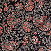 Pure Cotton Vegetable Dyed Black With Cream And Rust Flowers Jaal Hand Block Print Fabric