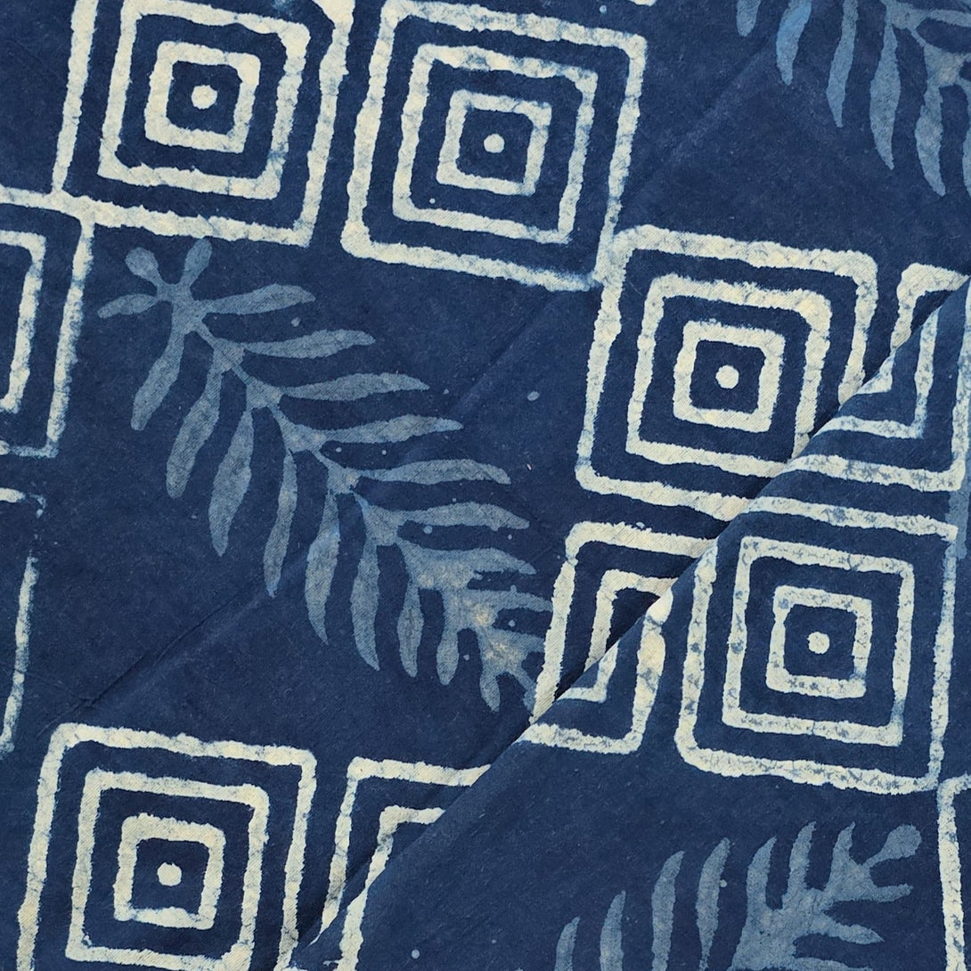 Pure Cotton indigo With Geometrical Design Hand Block Print Fabric ...
