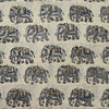 Pure Mul Cotton Kalamkari Cream With Grey Elephant Hand Block Print Fabric