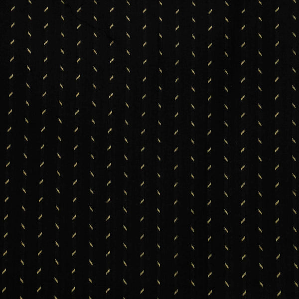 ( Pre-Cut 1.35 Meter ) Pure South Cotton Handloom Black With Criss Cross Dots  Woven Fabric