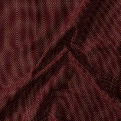 Pre-cut 2.20 meter Pure South Cotton Handloom Deep Maroon With Beige Woven Geometric All Over Pattern Woven Fabric