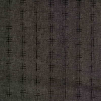 ( Pre-Cut 1 Meter ) Pure South Cotton Handloom Grey With Small Black Checkered Motifs Woven Fabric