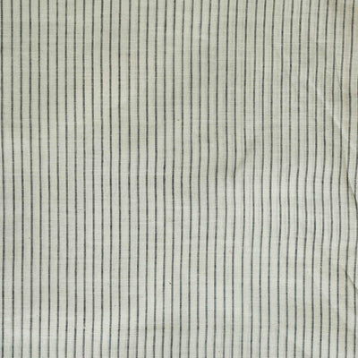 ( Pre-Cut 0.80 Meter ) Pure South Cotton Handloom White With Black Stripes Hand Woven Fabric