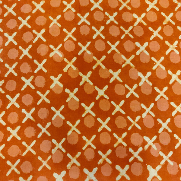 Pre-cut 1.40 meter Pure Cotton Mustard Dabu With XO Hand Block Print Fabric