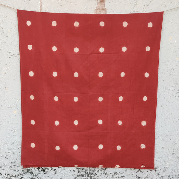 ( Precut 2.65 Meter ) Pure cotton Shibori Rust And Off White Dots Tie And Dye Fabric