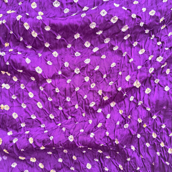Modal Silk Purple With Yellow Bandhani Fabric