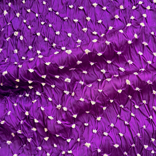 Modal Silk Purple With White Bandhani Fabric