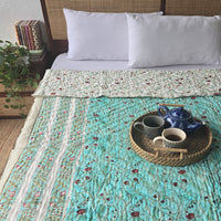 RAATKALI - Pure Mul Cotton Hand Block Printed Reversible Razai Quilt Blanket With Cotton Filling
