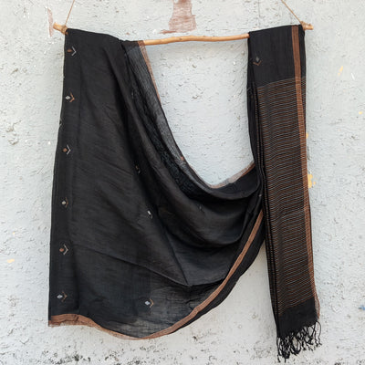 RADHIKA-Linen Black With Golden Zari Saree
