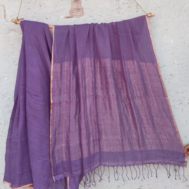 RADHIKA-Linen Purple With Golden Zari Saree