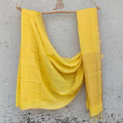 RADHIKA-Linen Yellow With Golden Zari Saree