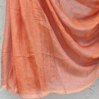 RANI-Pure Tissue Peach With Golden Zari Saree