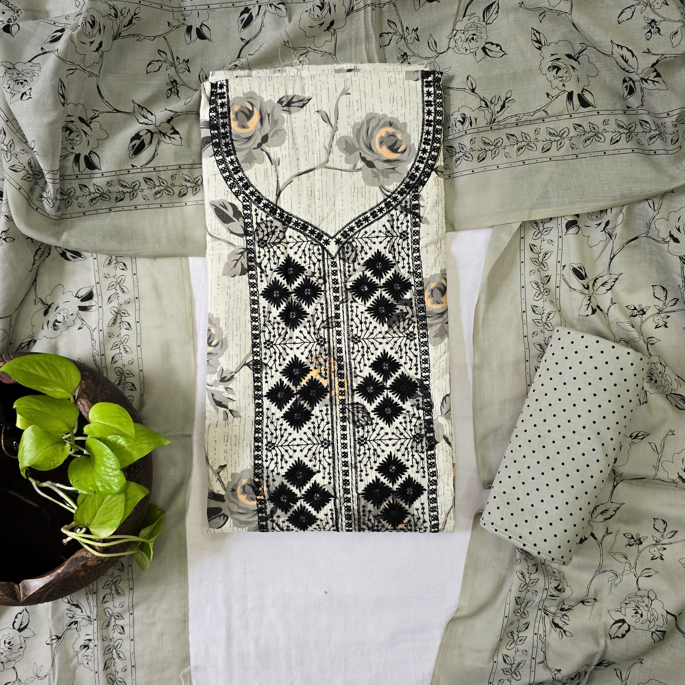 AAKASHI-Pure Cotton Black With Emboiderey Yoke And Grey With Black Tin ...