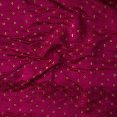 Rani Pink Brocade With Golden Tiny Flower Jaal Self Design Woven Fabric