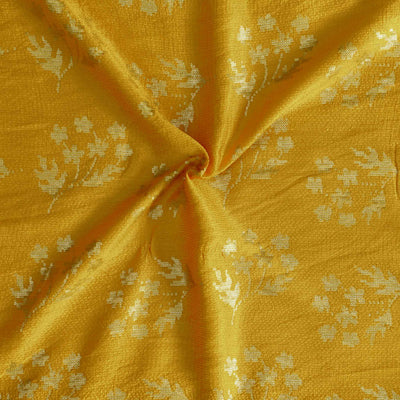 Pre -cut 1.75 meter Royal Mustard Kaatha Cotton Silk With Sequence Motif Embroidery Fabric