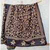 SUI DHAGA-Black Semi Bangalore Silk Saree Cream Flower Jaal Hand Stitched Saree