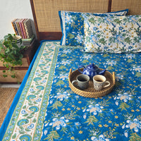 Sea Of Blue-Cotton Hand Block Printed Jaipuri Bedsheet