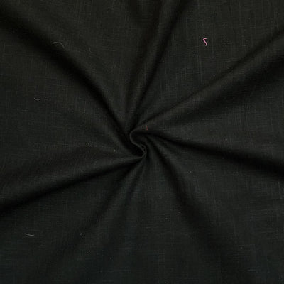 Slub Cotton Plain Black Hand Woven Fabric