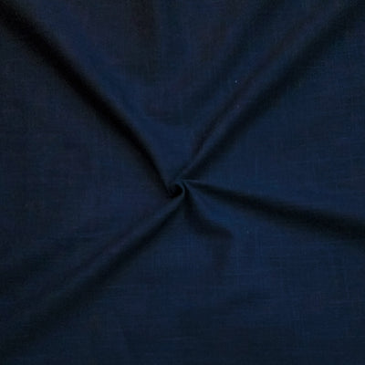 Slub Cotton Plain Navy Blue Hand Woven Fabric