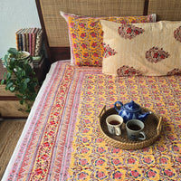 Sunset Dreames -Pure Cotton Hand Block Printed Jaipuri Bedsheet Thread Count : 116