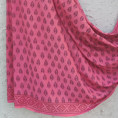 TARA-Pure Cotton  Bagh Dark Pink   Hand Block Printed Saree