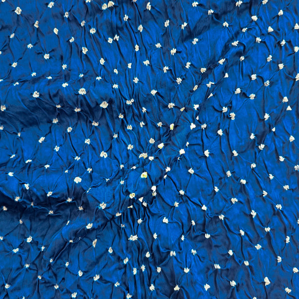Modal Silk Navy Blue With White Bandhani Fabric