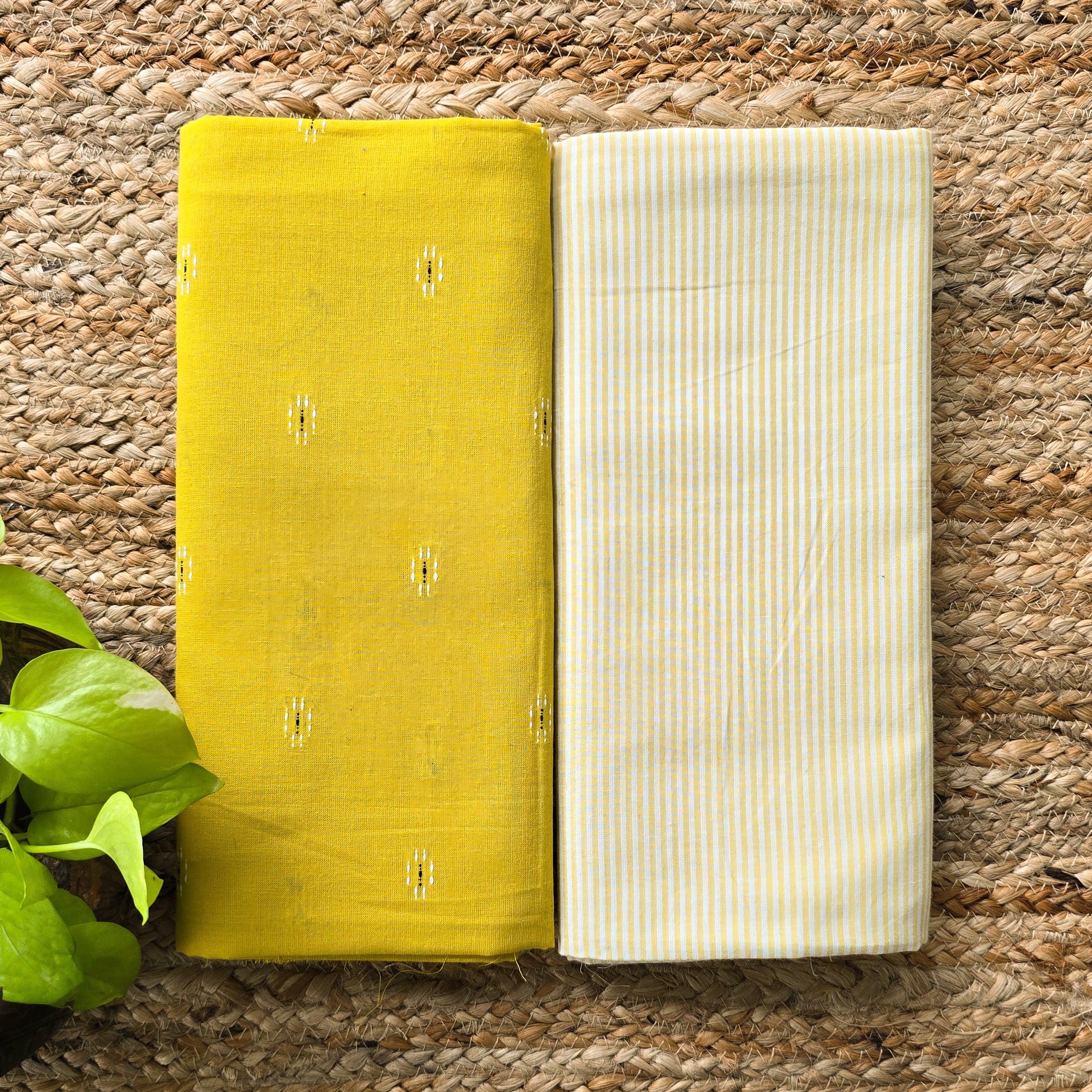 Top Bottom Combo - Pure Cotton Handloom Dash Flower Motifs With Stripe ...