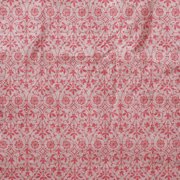 (Width 44 Inches) Pure Cotton Hakoba Baby Pink With Pink Pattern Digital Print Fabric