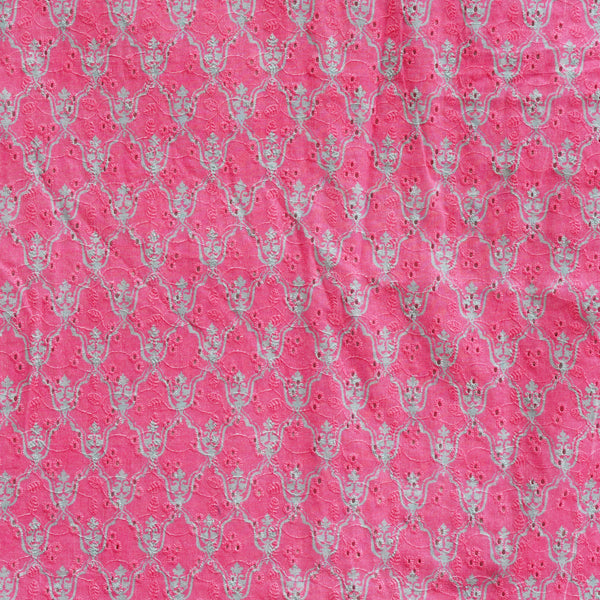 (Width 44 Inches) Pure Cotton Hakoba Pink With Blue Pattern Digital Print Fabric