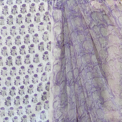 AANVI - Pure Cotton Jaipuri Hand Block Print Top Fabric With Soft Pre Muslin Jaipuri  Bottom And A Printed Chiffon Dupatta