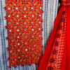 AAROHI - Pure Cotton Stripes Printed Top With A Beautiful Yoke And A Plain Red Bottom And A Pure Cotton Printed Dupatta