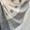 AASAWARI - Pure Cotton Cream Black Manipur Inspired Bengal Weave Handwoven Saree
