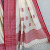 AASAWARI - Pure Cotton Cream Maroon Manipur Inspired Bengal Weave Handwoven Saree