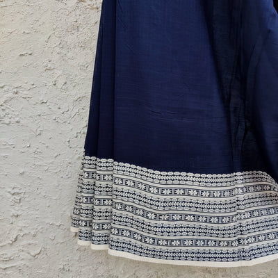 AASAWARI - Pure Cotton Navy Blue Manipur Inspired Bengal Weave Handwoven Saree