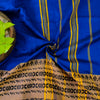 AASAWARI - Pure Mercerised Cotton With Manipuri thread Weave Saree Blue Mustard