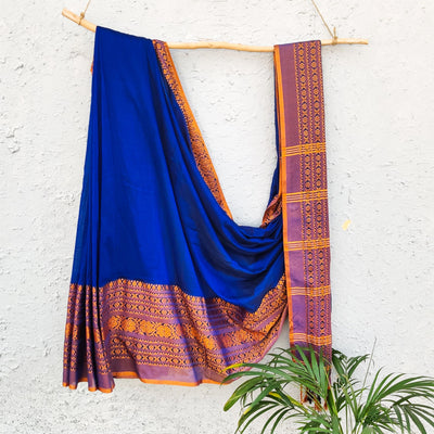 AASAWARI - Pure Mercerised Cotton With Manipuri thread Weave Saree Blue
