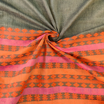 AASAWARI - Pure Mercerised Cotton With Manipuri thread Weave Saree Burnt Brown