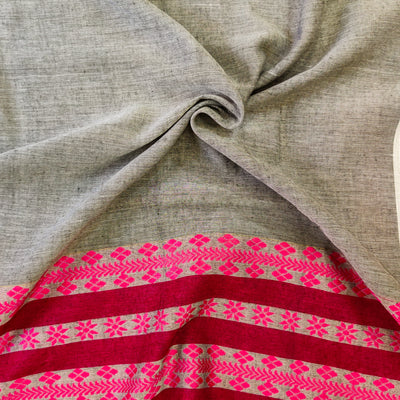 AASAWARI - Pure Mercerised Cotton With Manipuri thread Weave Saree Grey Black Pink