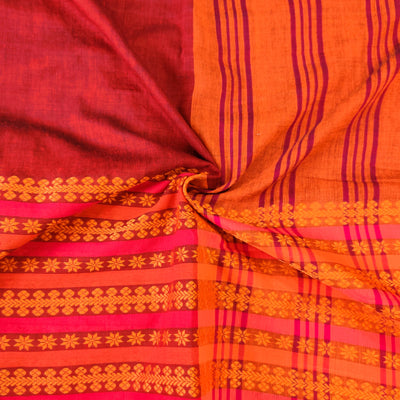 AASAWARI - Pure Mercerised Cotton With Manipuri thread Weave Saree Maroon