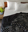 AASHIYAAN - Pure Cotton Handmade Patchwork Kaatha Hand Stitched Bedspread Black