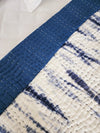 AASHIYAAN - Pure Cotton Shibori Tie And Dye Ombre Kaatha Hand Stitched  Reversible Bedspread Cum Quilt Razai Indigo