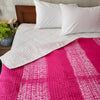 AASHIYAAN - Pure Cotton Shibori Tie And Dye Ombre Kaatha Hand Stitched  Reversible Bedspread Cum Quilt Razai Pink
