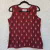 AASHVI-Pure Cotton Maroon With Red Ikkat Everyday Wear Top