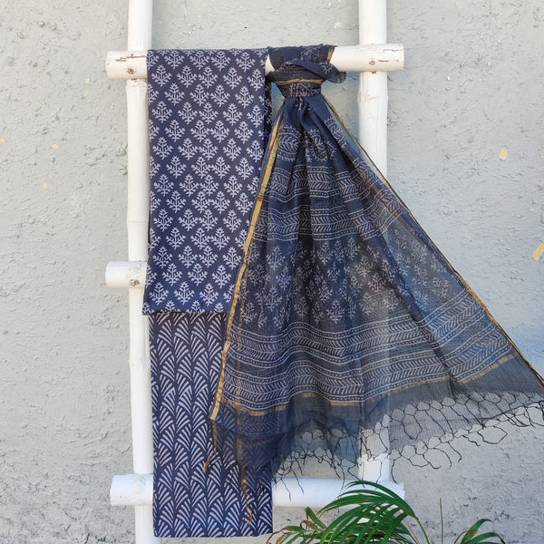 ABHIROOPA - Pure Cotton Simple Everyday Wear Jaipuri Set Kota Dupatta