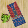 ABHIRUPA - Pure Cotton Ajrak Blue With Intricate Stripes And Thread Embroidered Yoke Unstitched Kurta Piece