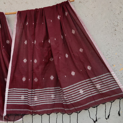 ABHIRUPA - Pure Cotton Handloom Bengal Weave Saree Maroon